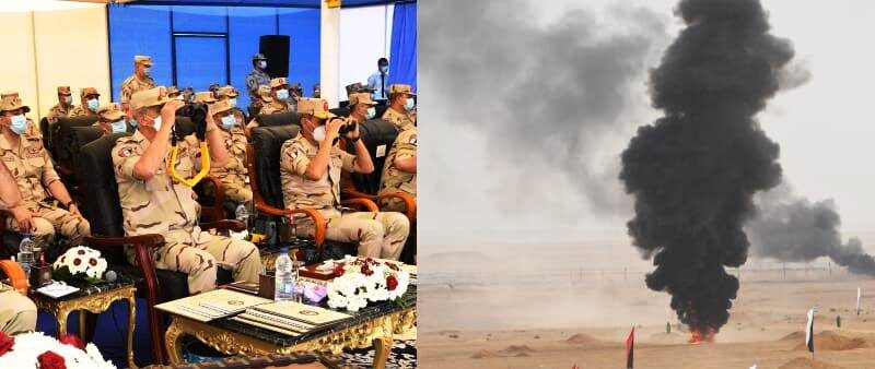 وزير الدفاع يشهد المرحلة الرئيسية لمشروع تكتيكى بإحدى وحدات الجيش الثالث الميدانى